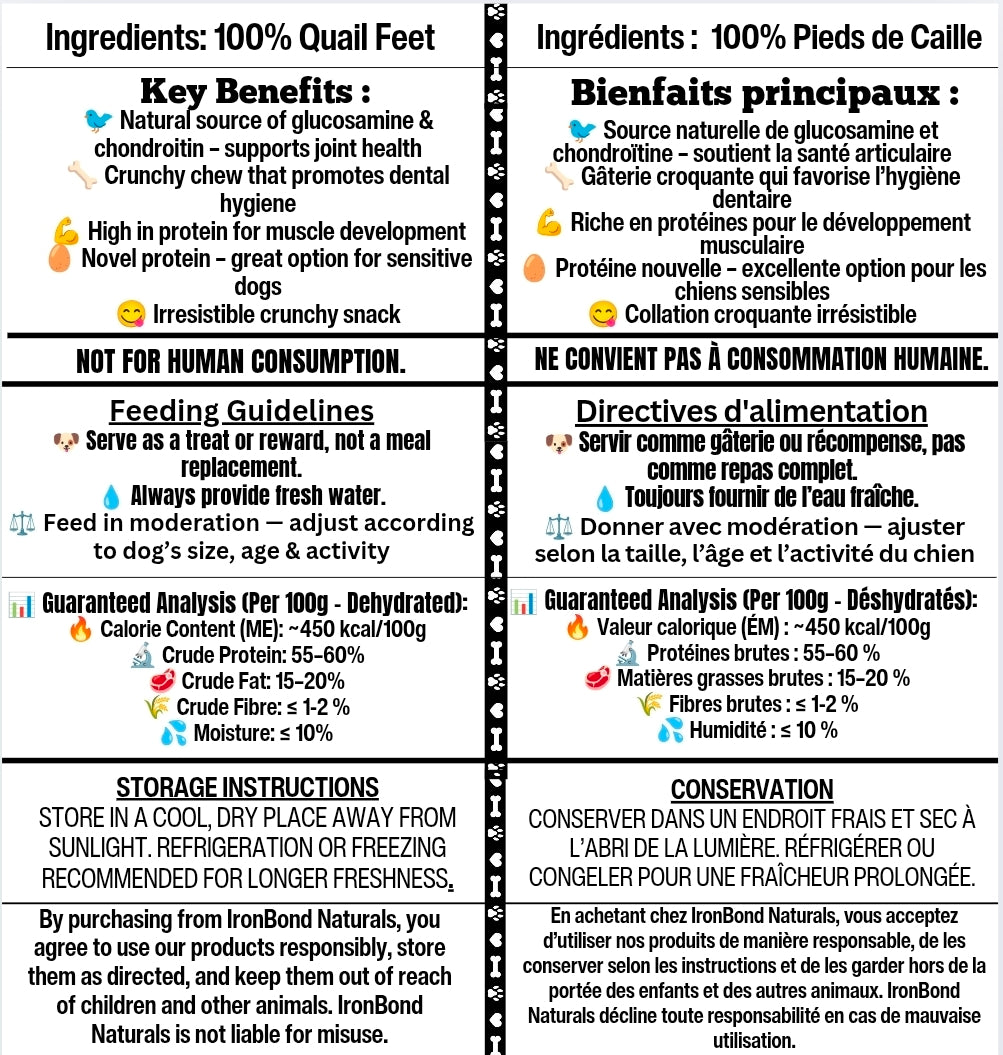 Dehydrated Quail Feet
