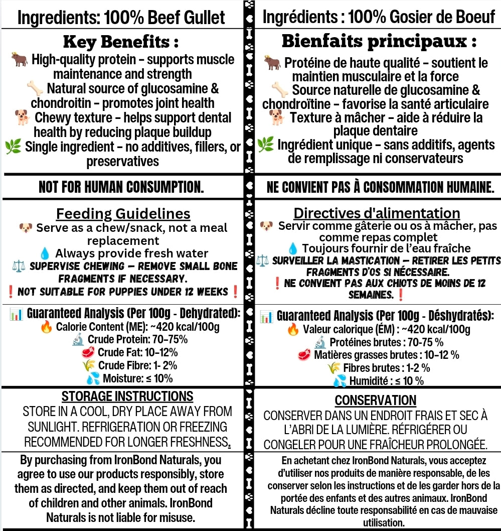Dehydrated Beef Gullets (Small & Large)